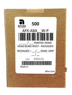 AFX-ABA44W-P Aluminum/Aluminum 1/8" Open End Dome Head White - Packaged